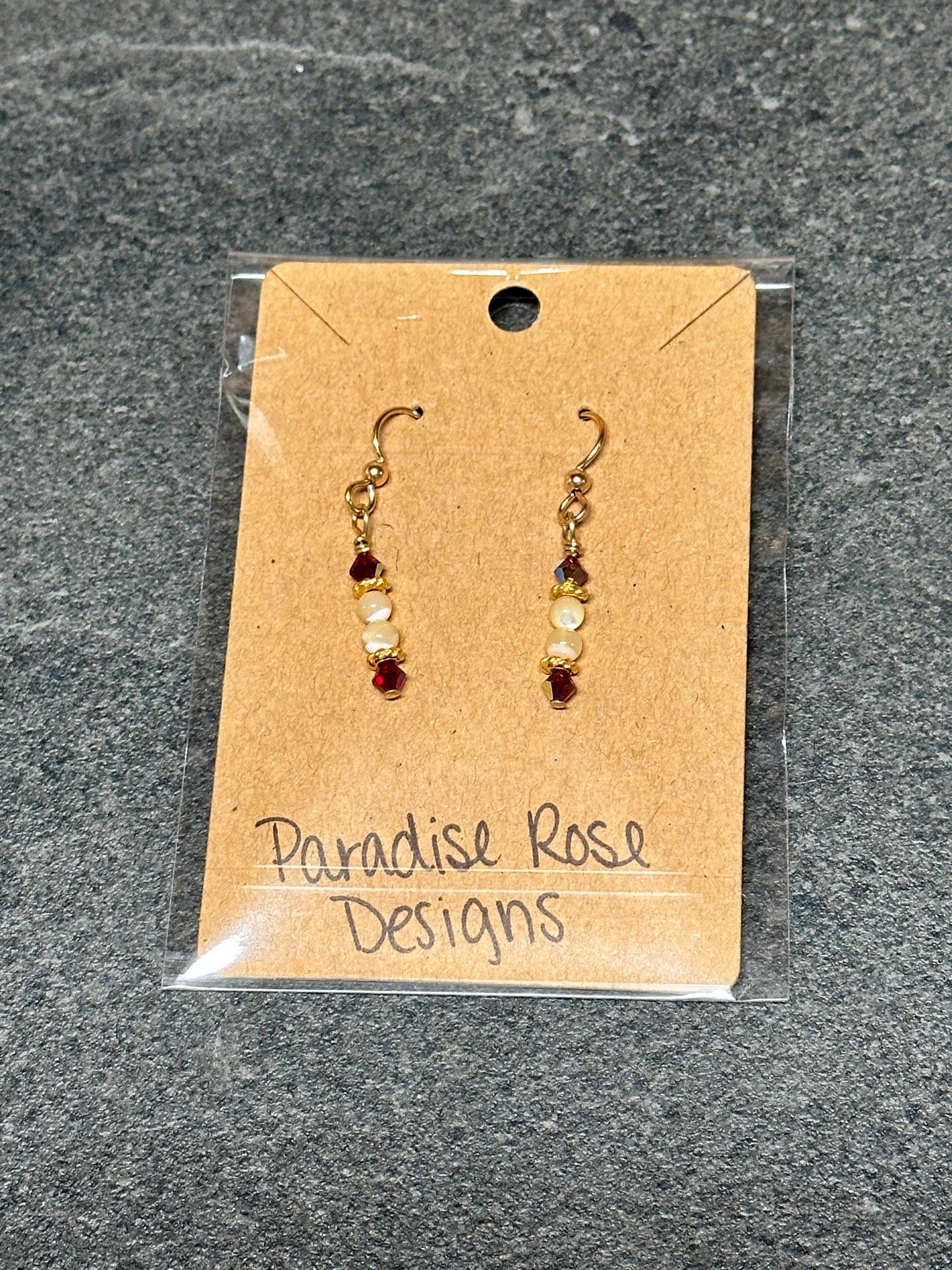 Red & Mother of Pearl Earrings