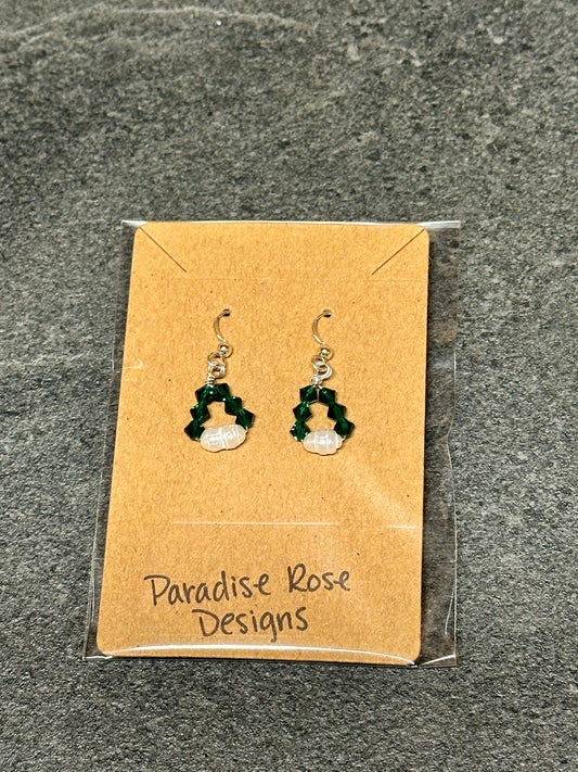 Green & Pearl Earrings